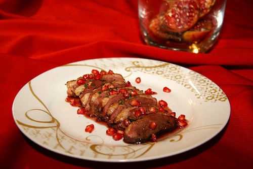 Canette aux kaki et grenade